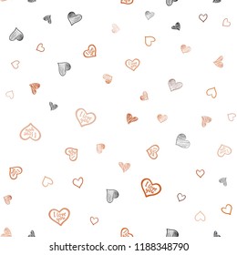 Light Orange vector seamless cover with Shining hearts. Beautiful colored illustration with hearts in celebration style. Pattern can be used for valentine's ad, booklets.