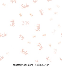 Light Orange vector seamless cover with symbols of 30 % sales. Colorful set of  percentage signs in simple style. Design for business ads, commercials.