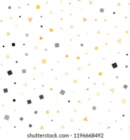 Light Orange vector seamless cover with polygonal style with circles. Abstract illustration with colorful dots, lines, cubes. Template for business cards, websites.