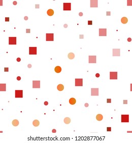 Light Orange vector seamless cover with circles, cubes. Abstract backdrop with colorful circles, rectangles. Pattern for design of window blinds, curtains.