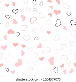Light Orange vector seamless cover with Shining hearts. Blurred decorative design in doodle style with hearts. Pattern can be used for valentine's ad, booklets.