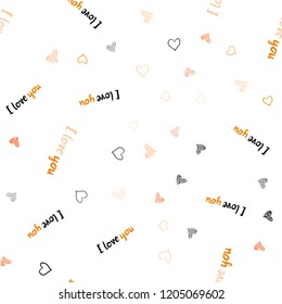 Light Orange vector seamless cover with Shining hearts. Hearts on blurred abstract background with colorful gradient. Design for ad, poster, banner of Valentine Day.