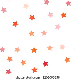 Light Orange vector seamless cover with small and big stars. Modern geometrical abstract illustration with stars. Best design for your ad, poster, banner.
