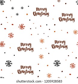 Light Orange vector seamless cover with beautiful snowflakes. Modern geometrical abstract illustration with snowflakes. Pattern for trendy fabric, wallpapers.