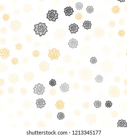 Light Orange vector seamless cover with beautiful snowflakes. Snow on blurred abstract background with gradient. Template for business cards, websites.