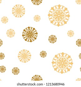 Light Orange vector seamless cover with beautiful snowflakes. Snow on blurred abstract background with gradient. Pattern for design of window blinds, curtains.