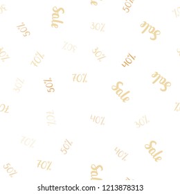 Light Orange vector seamless cover with symbols of 30, 40, 50 % sales. Colorful set of  percentage signs in simple style. Backdrop for super sales on Black Friday.