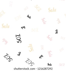 Light Orange vector seamless cover with symbols of 50 % sales. Gradient illustration with discount signs on white backdrop. Backdrop for super sales on Black Friday.
