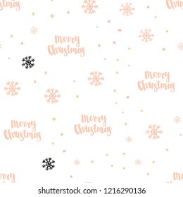 Light Orange vector seamless cover with beautiful snowflakes. Glitter abstract illustration with crystals of ice. Pattern for trendy fabric, wallpapers.