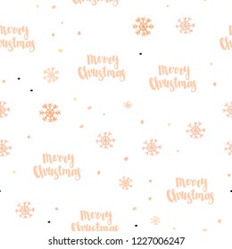 Light Orange vector seamless cover with beautiful snowflakes. Colorful snowflakes with gradient on abstract background. Pattern for design of fabric, wallpapers.