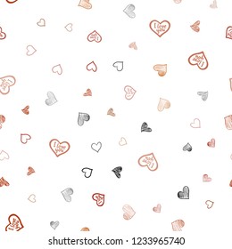 Light Orange vector seamless cover with Shining hearts. Glitter abstract illustration with colorful hearts in romantic style. Design for ad, poster, banner of Valentine Day.