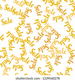 Light Orange vector seamless cover with symbols of 70, 90 % sales. Shining colorful illustration with isolated selling prices. Backdrop for ads, leaflets of Black Friday.