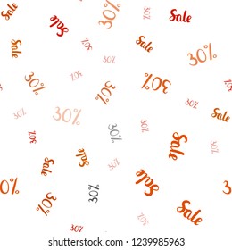 Light Orange vector seamless cover with symbols of 30 % sales. Colorful set of  percentage signs in simple style. Design for business ads, commercials.