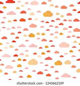 Light Orange vector seamless cover with clouds. Illustration in abstract style with colorful clouds. Pattern for design of window blinds, curtains.