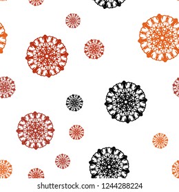 Light Orange vector seamless cover with beautiful snowflakes. Modern geometrical abstract illustration with crystals of ice. Trendy design for wallpaper, fabric makers.