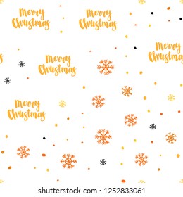 Light Orange vector seamless cover with beautiful snowflakes. Shining colorful illustration with snow on abstract template. Pattern for design of window blinds, curtains.