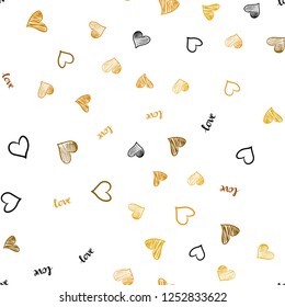 Light Orange vector seamless cover with quote LOVE YOU, hearts. Colorful gradient phrase LOVE YOU, hearts in abstract style. Pattern for design of fabric, wallpapers.