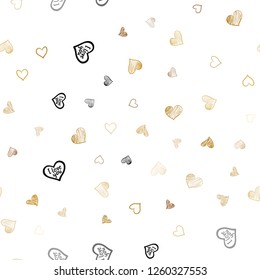 Light Orange vector seamless cover with Shining hearts. Decorative shining illustration with hearts on abstract template. Pattern for marriage gifts, congratulations.