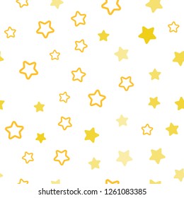 Light Orange vector seamless cover with small and big stars. Shining colored illustration with stars. Texture for window blinds, curtains.