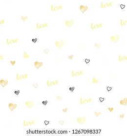 Light Orange vector seamless cover with quote LOVE YOU, hearts. Design in doodle style with text LOVE YOU, hearts. Pattern for design of fabric, wallpapers.
