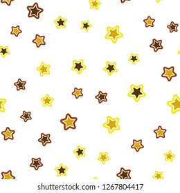 Light Orange vector seamless cover with small and big stars. Modern geometrical abstract illustration with stars. Pattern for design of fabric, wallpapers.
