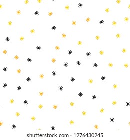 Light Orange vector seamless cover with beautiful snowflakes. Shining colorful illustration with snow in christmas style. Design for textile, fabric, wallpapers.