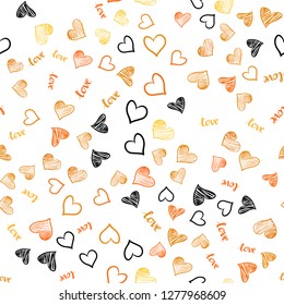 Light Orange vector seamless cover with quote LOVE YOU, hearts. Colorful gradient phrase LOVE YOU, hearts in abstract style. Design for wallpaper, fabric makers.