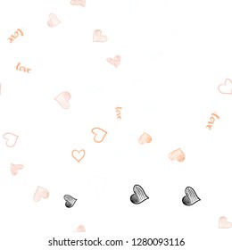 Light Orange vector seamless cover with quote LOVE YOU, hearts. Romantic illustration with colorful phrase LOVE YOU, hearts. Template for business cards, websites.