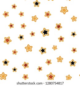 Light Orange vector seamless cover with small and big stars. Shining colored illustration with stars. Pattern for design of fabric, wallpapers.