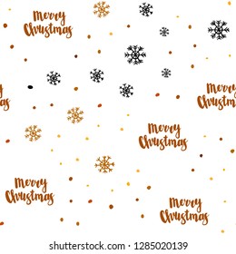 Light Orange vector seamless cover with beautiful snowflakes. Colorful snowflakes with gradient on abstract background. Pattern for trendy fabric, wallpapers.