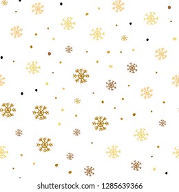 Light Orange vector seamless cover with beautiful snowflakes. Colorful snowflakes with gradient on abstract background. Pattern for trendy fabric, wallpapers.
