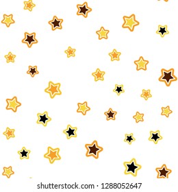 Light Orange vector seamless cover with small and big stars. Modern geometrical abstract illustration with stars. Template for business cards, websites.