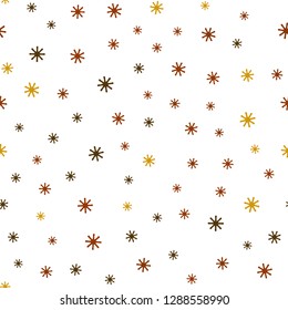 Light Orange vector seamless cover with beautiful snowflakes. Modern geometrical abstract illustration with snowflakes. Design for textile, fabric, wallpapers.