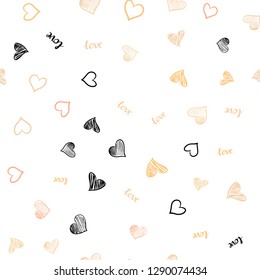 Light Orange vector seamless cover with quote LOVE YOU, hearts. Colorful illustration with quote LOVE YOU, hearts. Pattern for design of fabric, wallpapers.