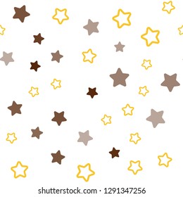 Light Orange vector seamless cover with small and big stars. Stars on blurred abstract background with gradient. Pattern for trendy fabric, wallpapers.