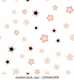 Light Orange vector seamless cover with small and big stars. Decorative shining illustration with stars on abstract template. Design for wallpaper, fabric makers.