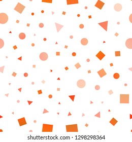 Light Orange vector seamless cover in polygonal style with circles. Decorative design in abstract style with lines, dots, cubes. Design for textile, fabric, wallpapers.