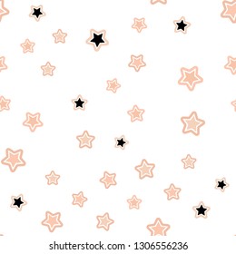 Light Orange vector seamless cover with small and big stars. Modern geometrical abstract illustration with stars. Texture for window blinds, curtains.