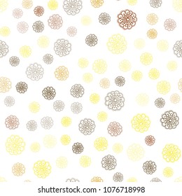 Light Orange vector seamless doodle bright layout. Glitter abstract illustration with doodles and flowers. Hand painted design for web, leaflet, textile.