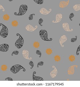 Light Orange vector seamless doodle backdrop with leaves and flowers. An elegant bright illustration with leaves and flowers. Template for backgrounds of cell phones.
