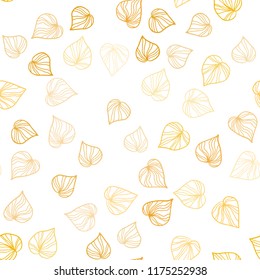 Light Orange vector seamless doodle template with leaves. leaves on elegant natural pattern with gradient. Pattern for design of window blinds, curtains.