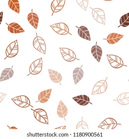Light Orange vector seamless doodle pattern with leaves. Decorative illustration with doodles on abstract template. Pattern for design of fabric, wallpapers.