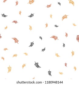 Light Orange vector seamless doodle layout with leaves. Colorful abstract illustration with leaves in doodle style. Design for textile, fabric, wallpapers.