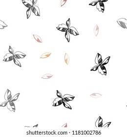 Light Orange vector seamless doodle background with leaves. leaves on elegant natural pattern with gradient. Pattern for trendy fabric, wallpapers.