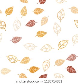 Light Orange vector seamless doodle texture with leaves. Brand new colored illustration in blurry style with leaves. Design for textile, fabric, wallpapers.