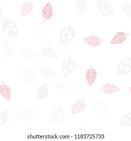 Light Orange vector seamless doodle texture with leaves. An elegant bright illustration with leaves in Natural style. Pattern for trendy fabric, wallpapers.