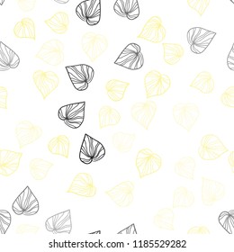 Light Orange vector seamless doodle template with leaves. Colorful abstract illustration with leaves in doodle style. Design for textile, fabric, wallpapers.