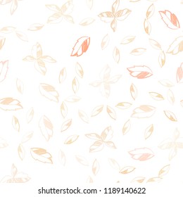 Light Orange vector seamless doodle background with leaves. leaves on blurred abstract background with gradient. Template for business cards, websites.