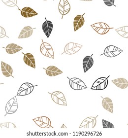 Light Orange vector seamless doodle layout with leaves. Colorful illustration in doodle style with leaves. Pattern for trendy fabric, wallpapers.