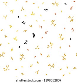 Light Orange vector seamless doodle texture with leaves. A vague abstract illustration with leaves in doodles style. Pattern for design of window blinds, curtains.